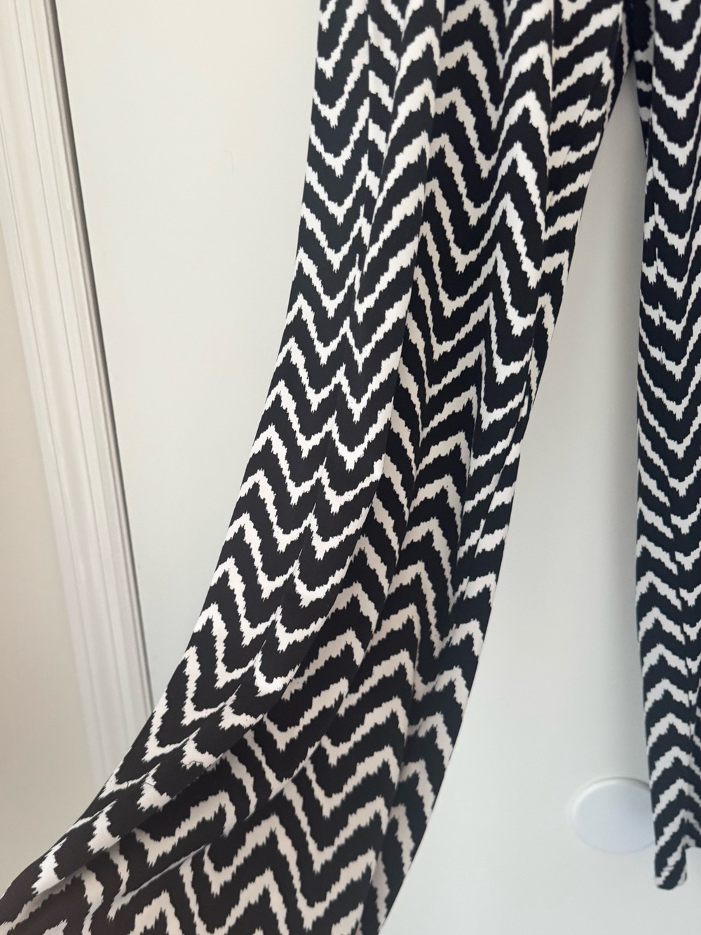 Black & White Zigzag Wide-Leg Pants